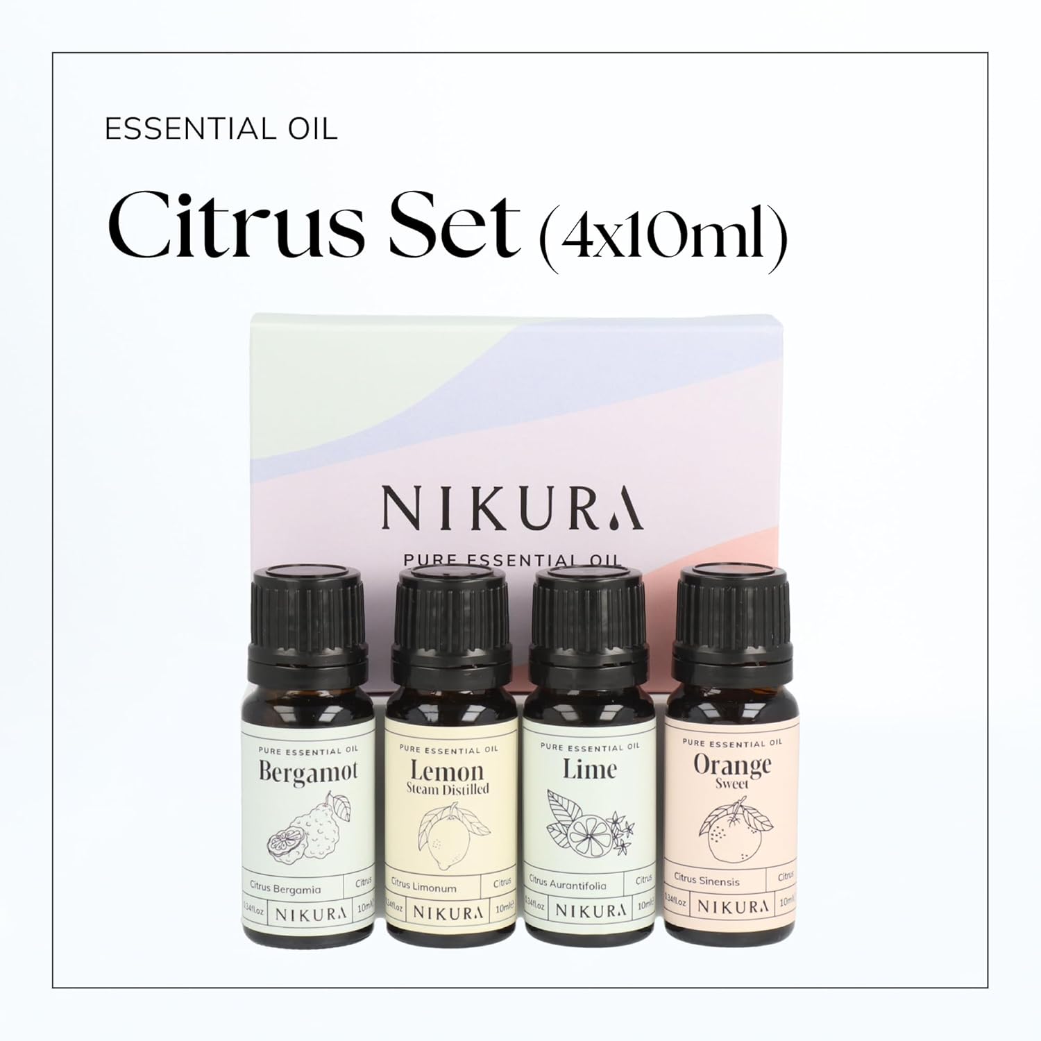 Nikura Citrus Oils Set - 4 x 10ml | Perfect for Cleaning, Aromatherapy, Diffusers for Home, Incense, Laundry | 100% Pure and Natural Essential Oils Including Bergamot, Lemon, Lime and Sweet Orange : Amazon.co.uk: Health & Personal Care