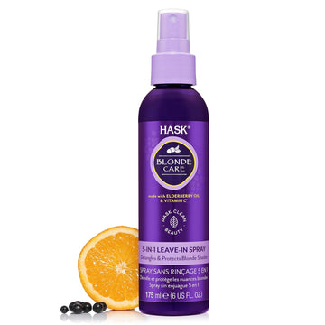 Hask Blonde Care 5-In-1 Leave-In Spray Conditioner - Vegan Formula, Cruelty Free, Color Safe, Gluten-Free, Sulfate-Free, Paraben-Free