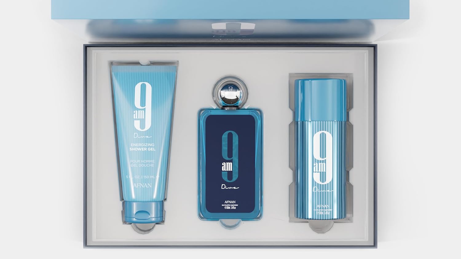 Afnan 9 Am Dive Perfume Gift Set – Eau De Parfum (3.4 Oz), Shower Gel (5.0 Oz), Deodorant (5.0 Oz) : Beauty & Personal Care