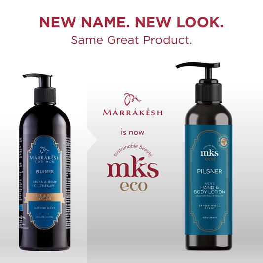 Mks Eco For Men Pilsner Hand & Body Lotion, Sandalwood Scent - 10 Oz - Hydrate, Smooth & Protect Skin - With Hemp Seed Oil & Argan Oil - Vegan, Cruelty Free