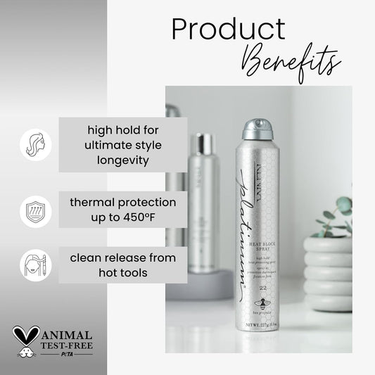 Kenra Platinum Heat Block Spray 22 | Heat Protecting Hairspray | High Hold For Ultimate Style Longevity | Clean Release From Hot Tools | All Hair Types