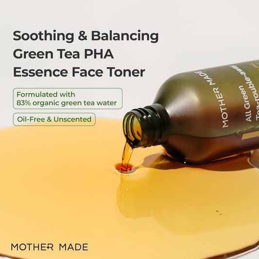 Organic Green Tea 83% Soothing Korean Essence Toner 6.76 Fl. Oz, Hydrating Balancing Facial Skin Care With 5 Hyaluronic Acids, Aha & Pha, Alcohol-Free, Vegan For Sensitive And Oily Skin