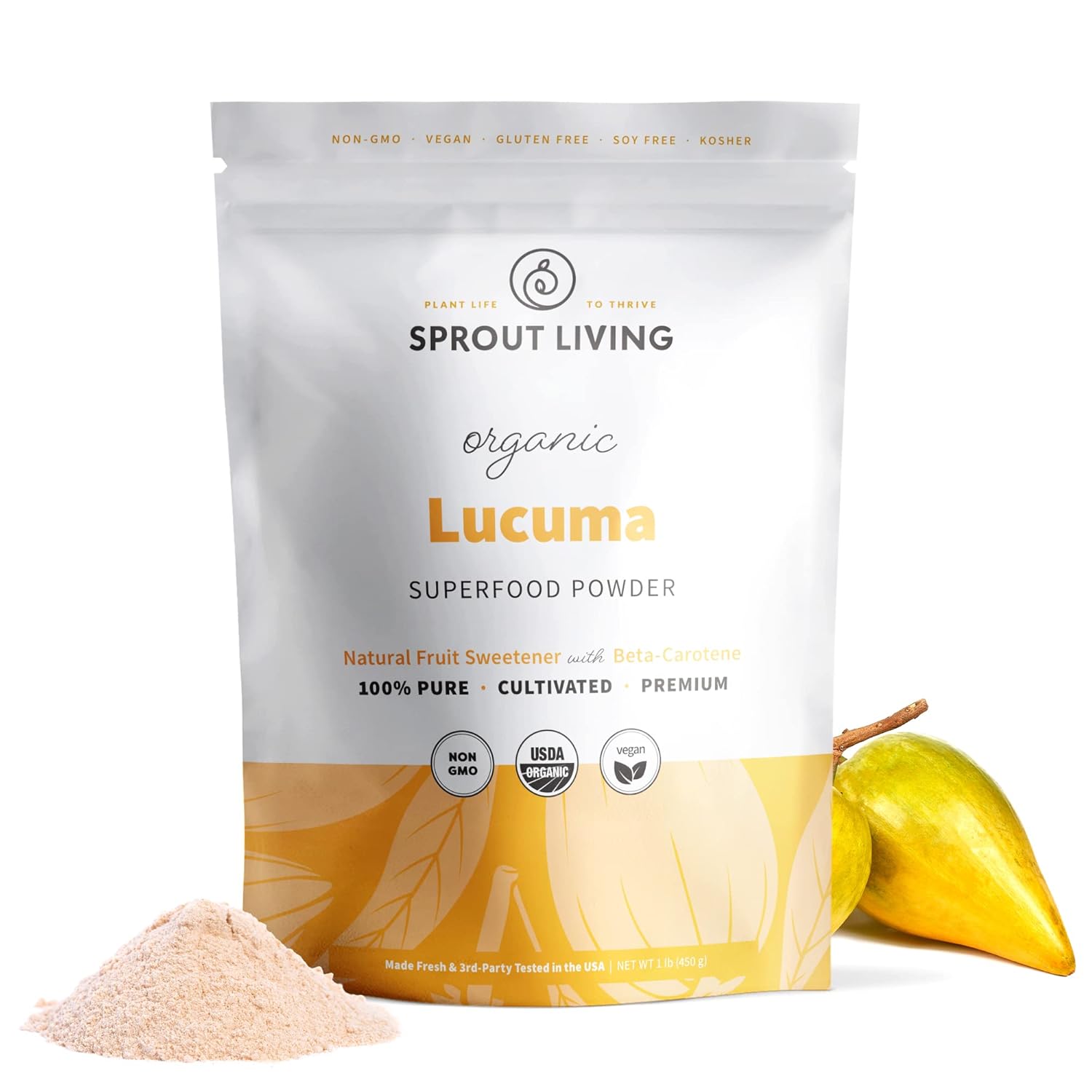 Sprout Living Organic Lucuma Fruit Powder, Antioxidants, Natural Sweetener, Superfood, 1 Lb