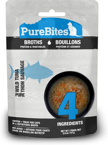 Purebites Tuna Broths For Cats, Only 4 Ingredients, Case Of 18