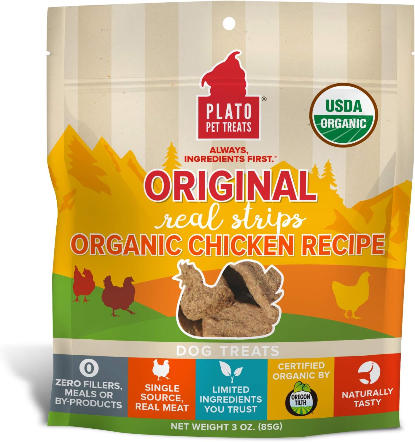 Plato Original Real Strips Organic Chicken 3Oz