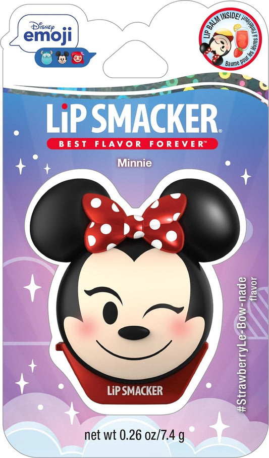 Lip Smacker Disney Minnie Mouse Emoji Lip Balm, Strawberry Lemonade Flavored, Clear, For Kids