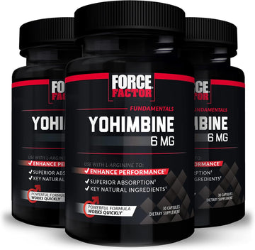 Force Factor Yohimbine Supplement For Men, Yohimbe Bark Extract With Superior Absorption To Enhance Performance, 6Mg Yohimbine Bark Pills With Key Natural Ingredients, 90 Capsules (3-Pack)