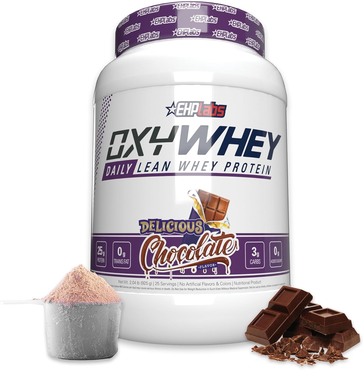 Ehp Labs Oxywhey Whey Protein Isolate Powder - 25G Of Whey Isolate Protein Powder, Meal Replacement Shake, Sugar Free Protein Powder - 25 Serves (Delicious Chocolate)
