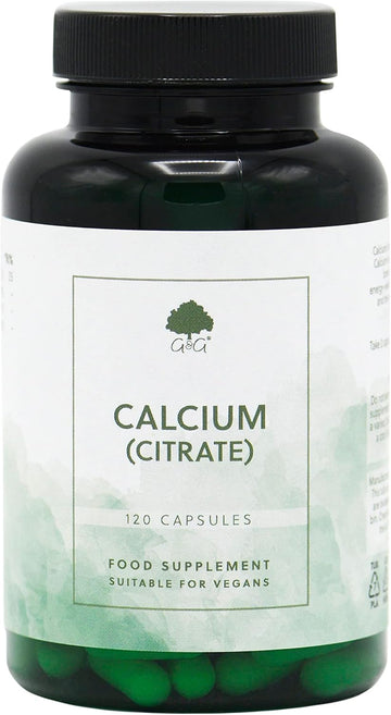 Calcium Citrate Capsules - 200Mg Elemental Calcium Per 2 Capsule Dose - 120 Vegan Capsules - G&G Vitamins