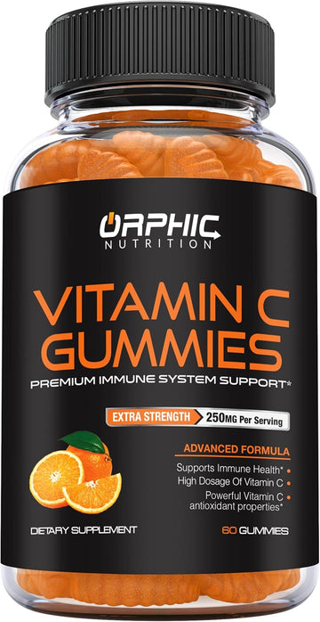 Vitamin C Gummies For Daily Immune Support* - Extra Strength 250Mg Vitamin C Supplement Made Up Of Vitamin C Antioxidants For Adults & Kids* - For Immune System Support* - 60 Gummies