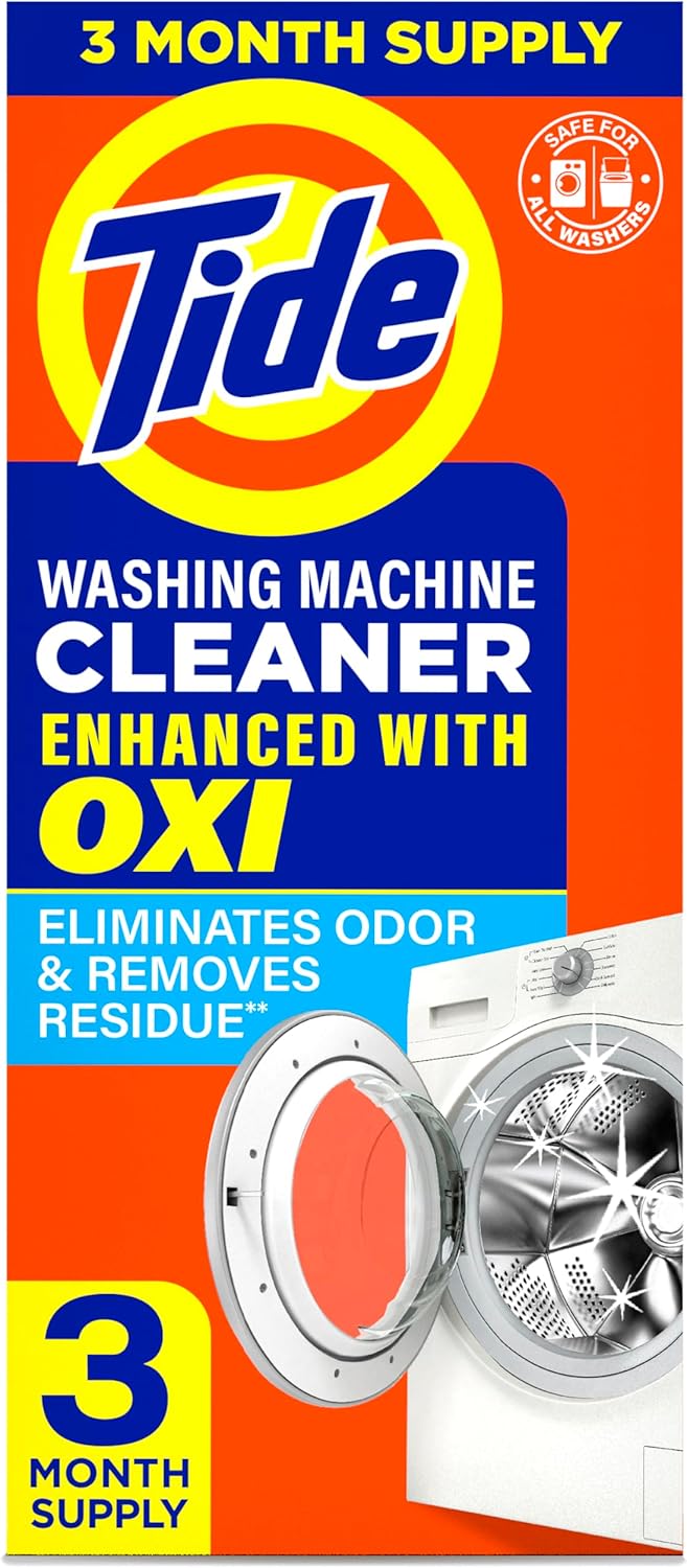 Washing Machine Cleaner By Tide, Washer Machine Cleaner With Oxi For Front And Top Loader Washer Machines, Deep Cleaning Odor Eliminator, 3 Month Supply