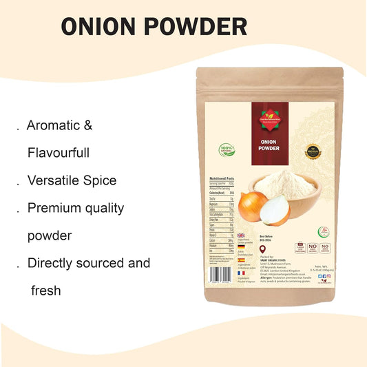 Onion Powder (200G, 7.05Oz) L Ground Powder L Ground From Whole Dired Onion L Premium Quality L 100% Natural L No Additives, 200.0 Gram