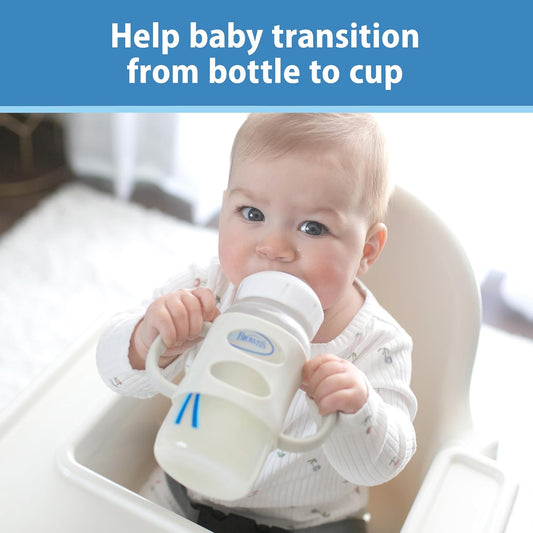 Dr. Brown'S Milestones 100% Silicone Baby Bottle Handles, Wide-Neck, Removable Easy-Grip Transitional Sippy Cup Handles, Light Pink, Ecru, Black, 4M+, 3 Pack