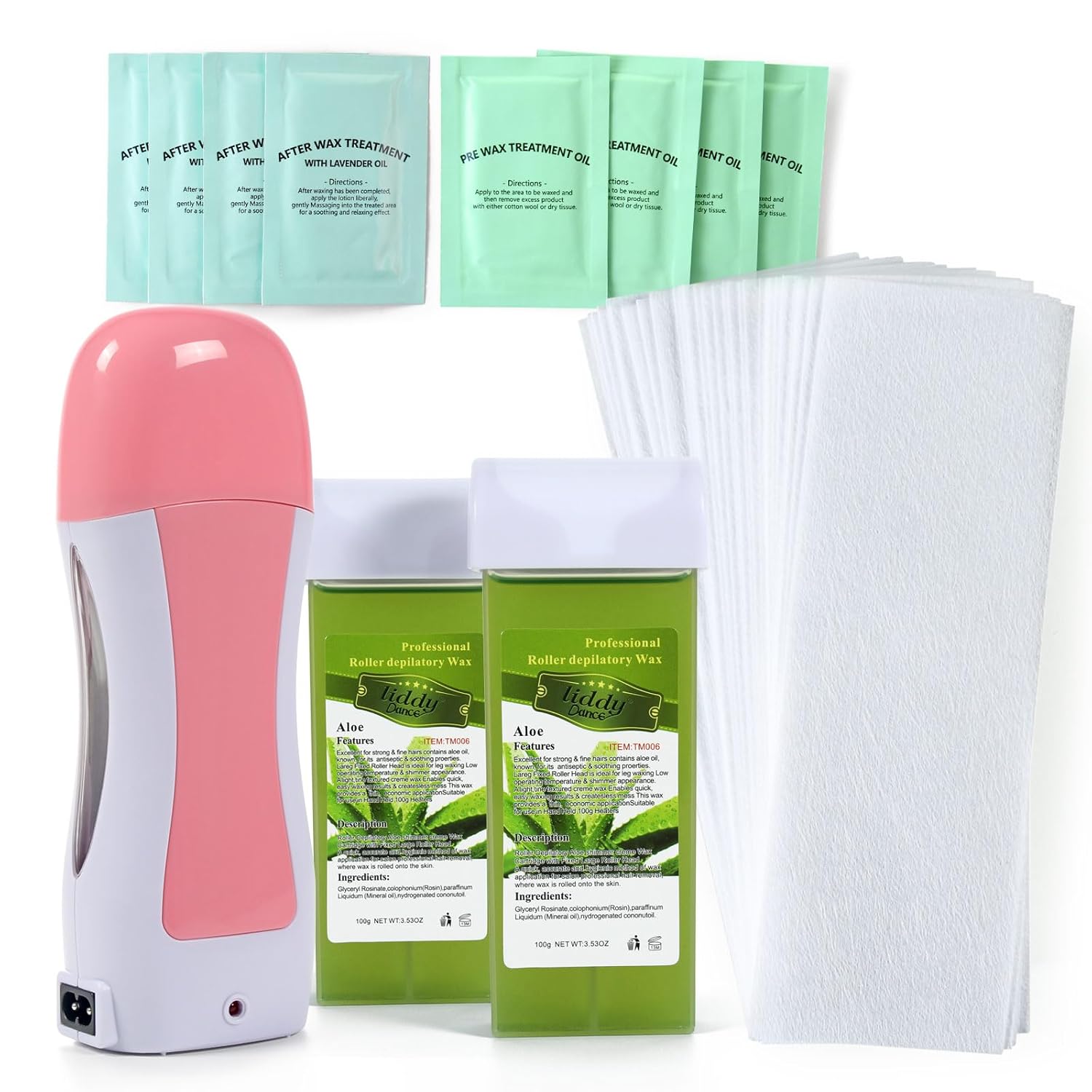 Roller Waxing Kit For Sensitive Skin Aloe Roll On Wax Cartridge Warmer For Arms Legs And Larger Areas Of The Body Hair Removal At Home Waxing Kit For Women And Men