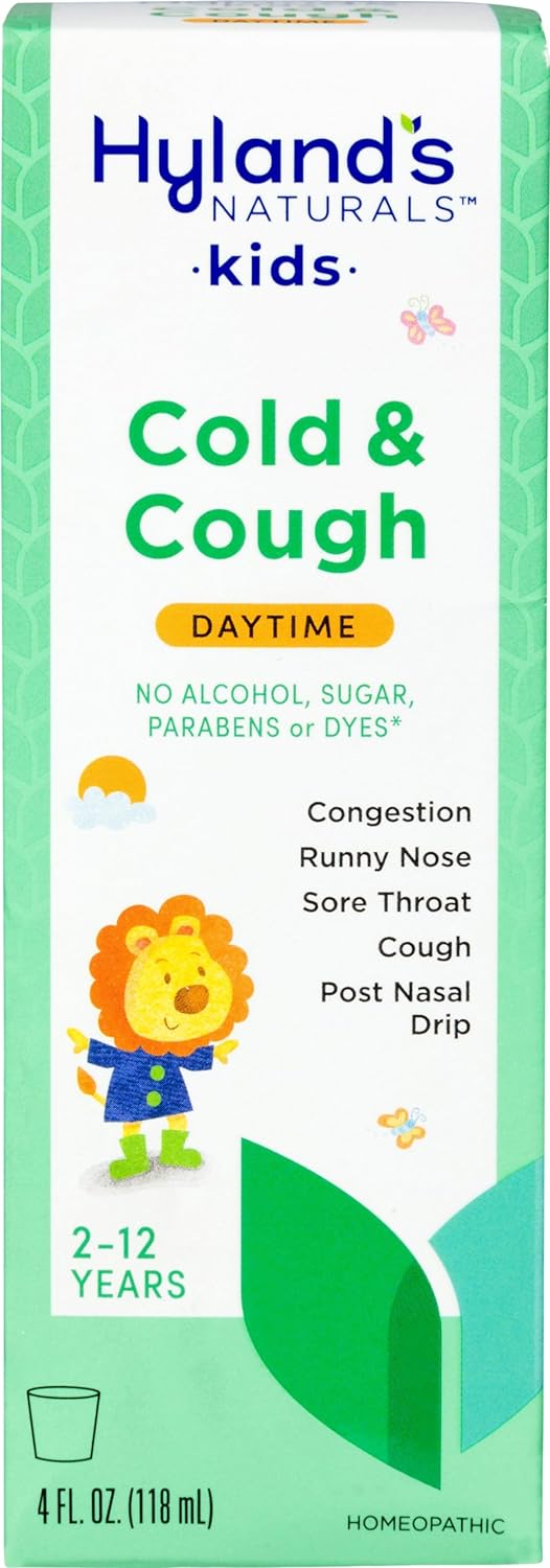 Hyland'S Kids Cold & Cough, Daytime Cough Syrup Medicine For Kids Ages 2+, Decongestant, Sore Throat & Allergy Relief, Natural Treatment For Common Cold Symptoms, 4 Fl Oz