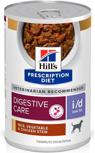Hill's Prescription Diet i/d Low Fat Digestive Care Rice, Vegetable & Chicken Stew Wet Dog Food, Veterinary Diet, 12.5 oz. Cans, 12-Pack