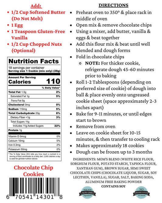 Mom's Place Gluten Free Chocolate Chip Cookie Mix