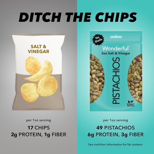 Wonderful Pistachios No Shells, Sea Salt & Vinegar Nuts, 22 Ounce Resealable Bag, Protein Snacks, Gluten Free, Healthy Snack