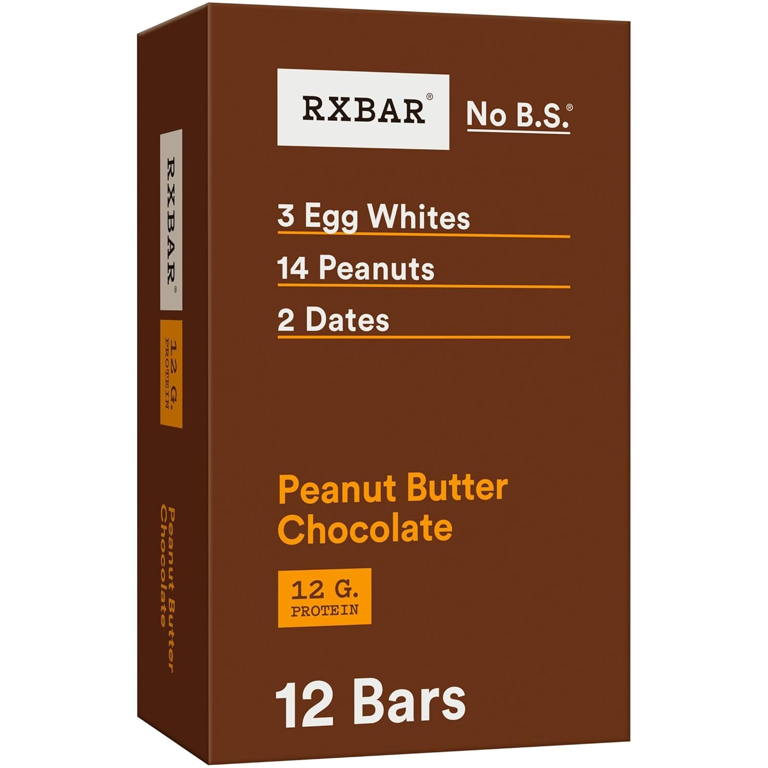 Rxbar Protein Bars, Protein Snack, Snack Bars, Peanut Butter Chocolate, 22Oz Box (12 Bars)