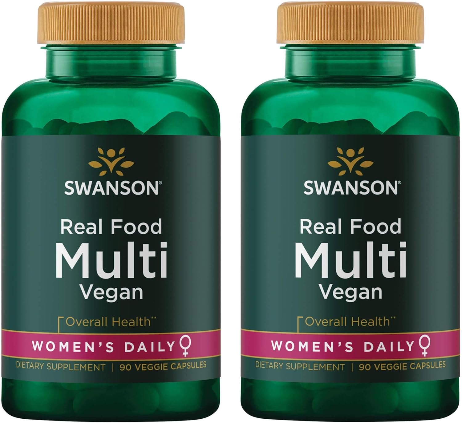 Swanson Real Food Multi Women'S Multivitamin Multimineral Women'S Health Urinary Tract Stress Response Bone Hair Skin Nails Support Supplement Vegan Gluten-Free Non-Gmo 90 Veggie Capsules (2 Pack)
