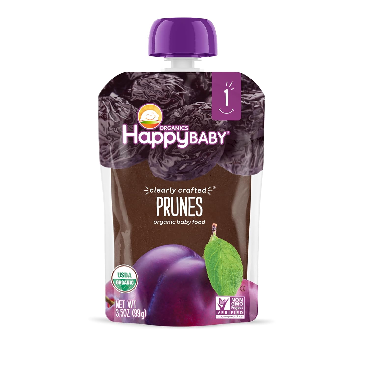 Happy Baby Organics Clearly Crafted Stage 1 Baby Food, Prunes, 3.5 Ounce Pouch (Pack of 16) : Baby