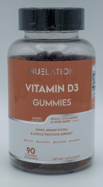 Vitamin D Gummies For Adults (Vitamin D3 2000 Iu). Gelatin-Free, Gluten-Free & Non-Gmo Vitamin D Gummy. Supports Bones, Muscles, And Immune System. 45 Day Supply. D3 Gummies For Adults