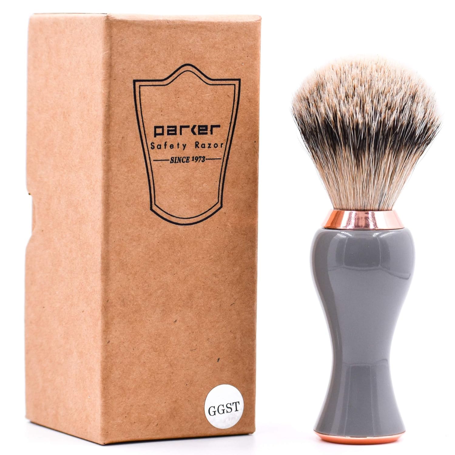 Parker 3-Band Pure Badger Shave Brush With Stand - Extra Dense Bristles - Deluxe Gray And Rose Gold Handle -Shaving Brush For Men & Women : Beauty & Personal Care