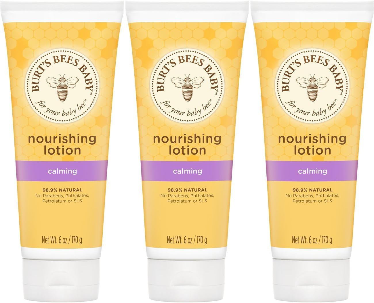 Burt’s Bees Baby Nourishing Lotion, Calming, 6 Ounces (Pack of 3) (Packaging May Vary)