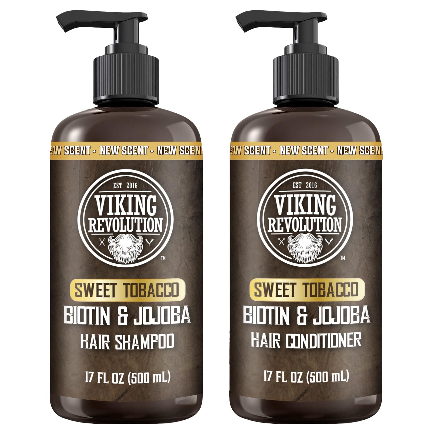 Viking Revolution Sweet Tobacco Mens Shampoo And Conditioner Set With Biotin And Jojoba Oil - Natural Hair Shampoo And Hair Conditioner For Men With Vitamin B5 - Mens Shampoo For Thinning Hair (17Oz)