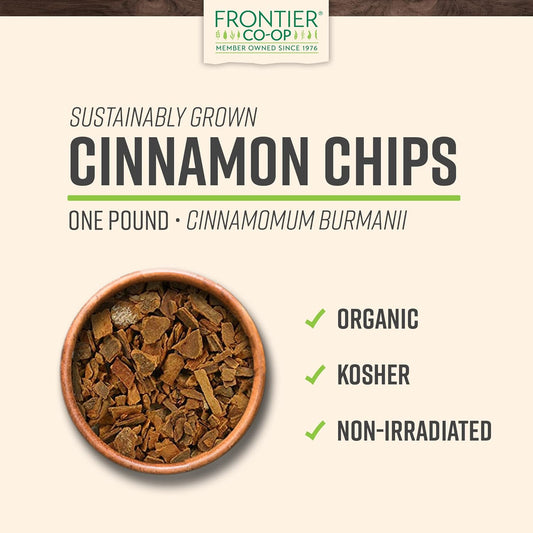 Frontier Co-Op Organic Cinnamon Chips 1Lb - Bulk Indonesian Cinnamon Bark