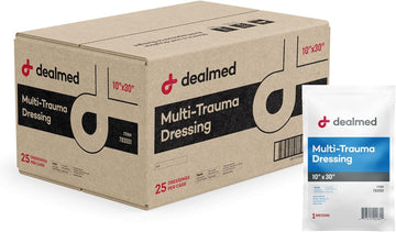 Dealmed 10" X 30" Multi-Trauma Dressing – Sterile Emergency Oversized Pad, Superior Absorbency, Protection And Padding, Wound Care Product For First Aid Kit (Case Of 25)