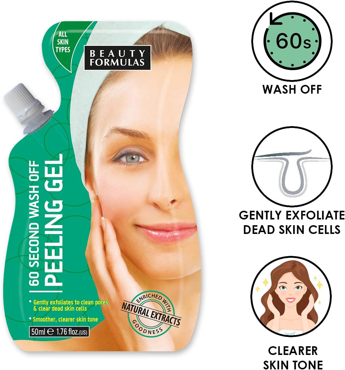 Beauty Formulas 60 Second Wash Off Peeling Gel 50Ml