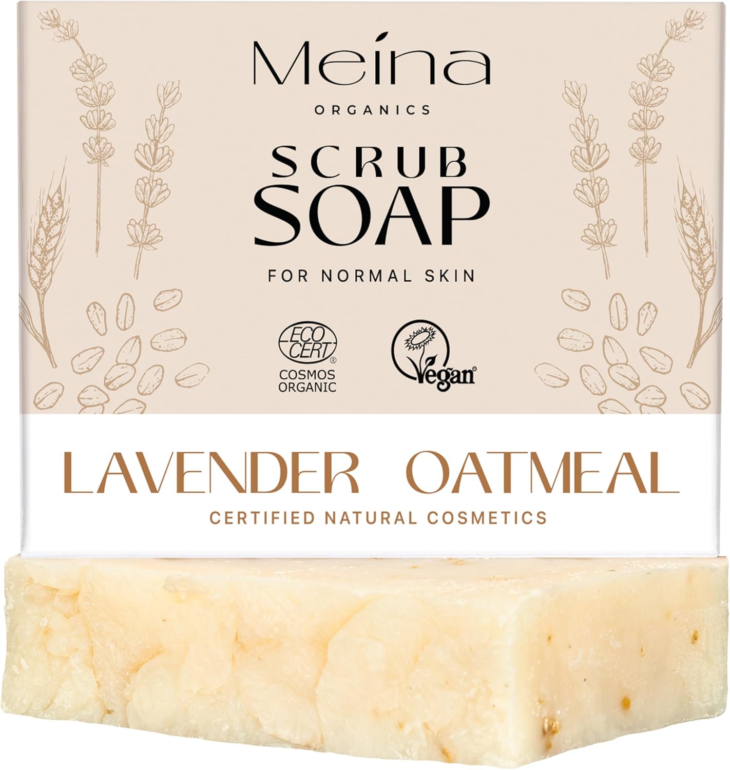 Meina - Organic Soap With Lavender And Poppy Seed (1 X 110 G) 100% Natural, Vegan, Handmade Bio Soap - Body Care And Facial Care