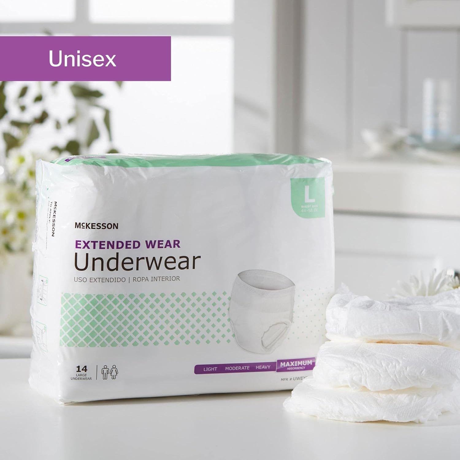 McKesson Extended Wear Underwear, Incontinence, Maximum Absorbency, Large, 14 Count : Health & Household