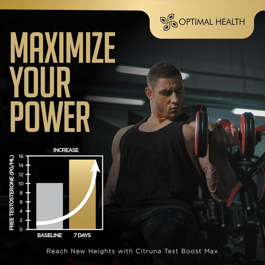 Test Boost Max With Boron By Optimal Health - Natural Testosterone Supplement - Boost Stamina, Endurance, Strength & Vitality - 60 Capsules
