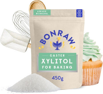 Bonraw Silver Birch Natural Xylitol Caster Sugar For Baking 450G - Replacement Caster Sugar For Baking