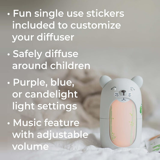 Plant Therapy Forest Friend Kidsafe Diffuser With Sticker Sheet Diffusion For Aromatherapy And Relaxation- Music, Multi-Color Nightlight, Customizable Design With Sticker Sheet