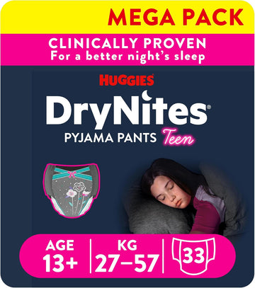Huggies Drynites, Girls’ Night Time Pants - Sizes 3-5 Years (30 Pants) Monthly Pack - Ultra-Absorbent Pyjama Pants - Unbeatable Night Time Protection