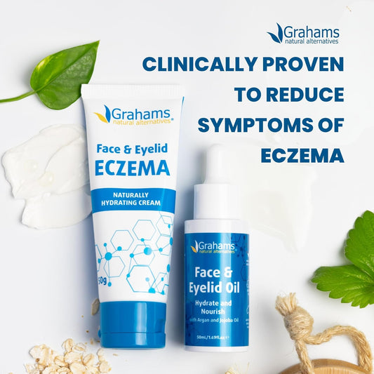 Grahams Natural Face & Eyelid Relief Pack – Clinically Proven Eczema Face Cream (50G) + Eyelid Oil (50Ml) – Soothing Treatment For Dry, Itchy Skin, & Dermatitis | Steroid-Free For Sensitive Skin