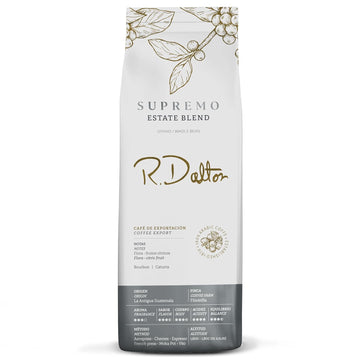 R. Dalton Coffee Supremo Estate Blend Whole Bean Coffee - Medium Roast - 12 oz - Flora And Citric Fruit Notes - Fragrant Aroma - Versatile Brewing - From Antigua Guatemala