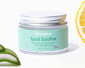 WildMint Spot Soothe Natural Spot Treatment Gel | Reduces Breakouts, Scars & Irritation | Tea Tree Healing Serum for Acne Prone Skin, Blemishes, Redness & Ingrown Hairs | Cruelty-Free UK Skincare 30ml