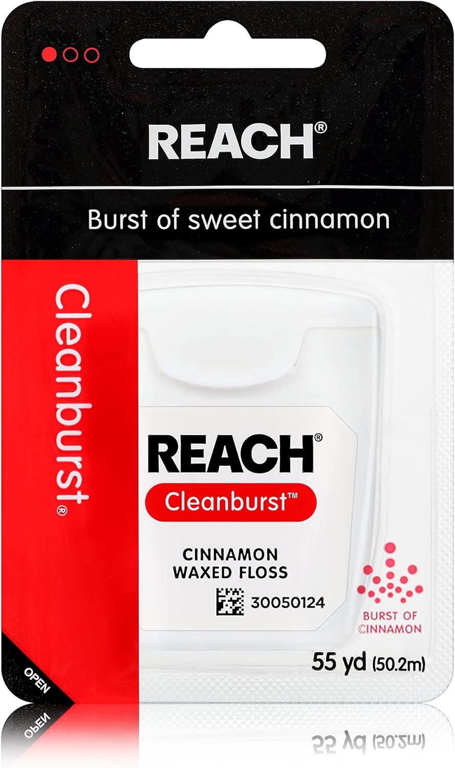 Reach Waxed Dental Floss, Cleanburst Cinnamon, 55 Yards (Pack of 4)