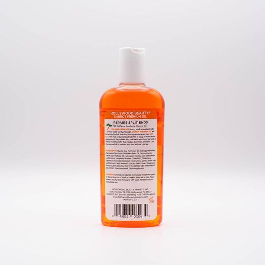 Hollywood Beauty Carrot Hair Oil, 2Oz Bottle, Hair, Scalp, Skin, Nail, & Massage Oil, Helps Repair Damaged Hair & Skin, Can Be Used As A Hot Oil Treatment