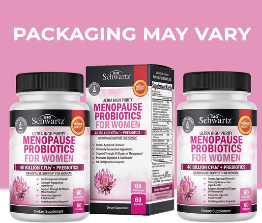 Menopause Supplements For Women - 40 Billion Cfu Menopause Probiotics For Women - Support For Hot Flashes Night Sweats Mood Swings And Balance - Non-Gmo, 60 Easy-Swallow Capsules, 60 Servings