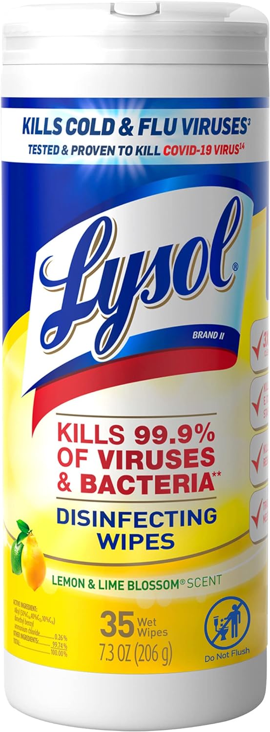 Lysol Disinfectant Wipes, For Disinfecting, Deodorizing, And Cleaning, Lemon & Lime Blossom, 35Ct