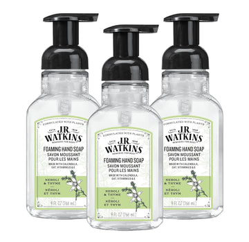 J.R. Watkins Foaming Hand Soap With Pump Dispenser, Moisturizing Foam Hand Wash, All Natural, Alcohol-Free, Cruelty-Free, Usa Made, Neroli & Thyme, 9 Fl Oz, 3 Pack