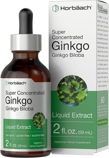 Horbach Ginkgo Biloba Extract Liquid 2 fl oz | Alcohol-Free Herb Supplement | Vegetarian, Non-GMO, Gluten Free