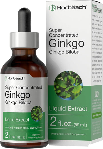 Horbäach Ginkgo Biloba Extract Liquid 2 Fl Oz | Alcohol-Free Herb Supplement | Vegetarian, Non-Gmo, Gluten Free