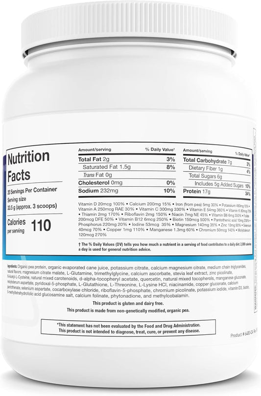 Biotics Research Nutriclear® – Powder, Nutritional Support For Detoxification And Metabolic Clearing, Healthy Body Composition, Glutathione, 17G Organic Pea, Medium Chain Triglycerides 24 Oz (670 G)