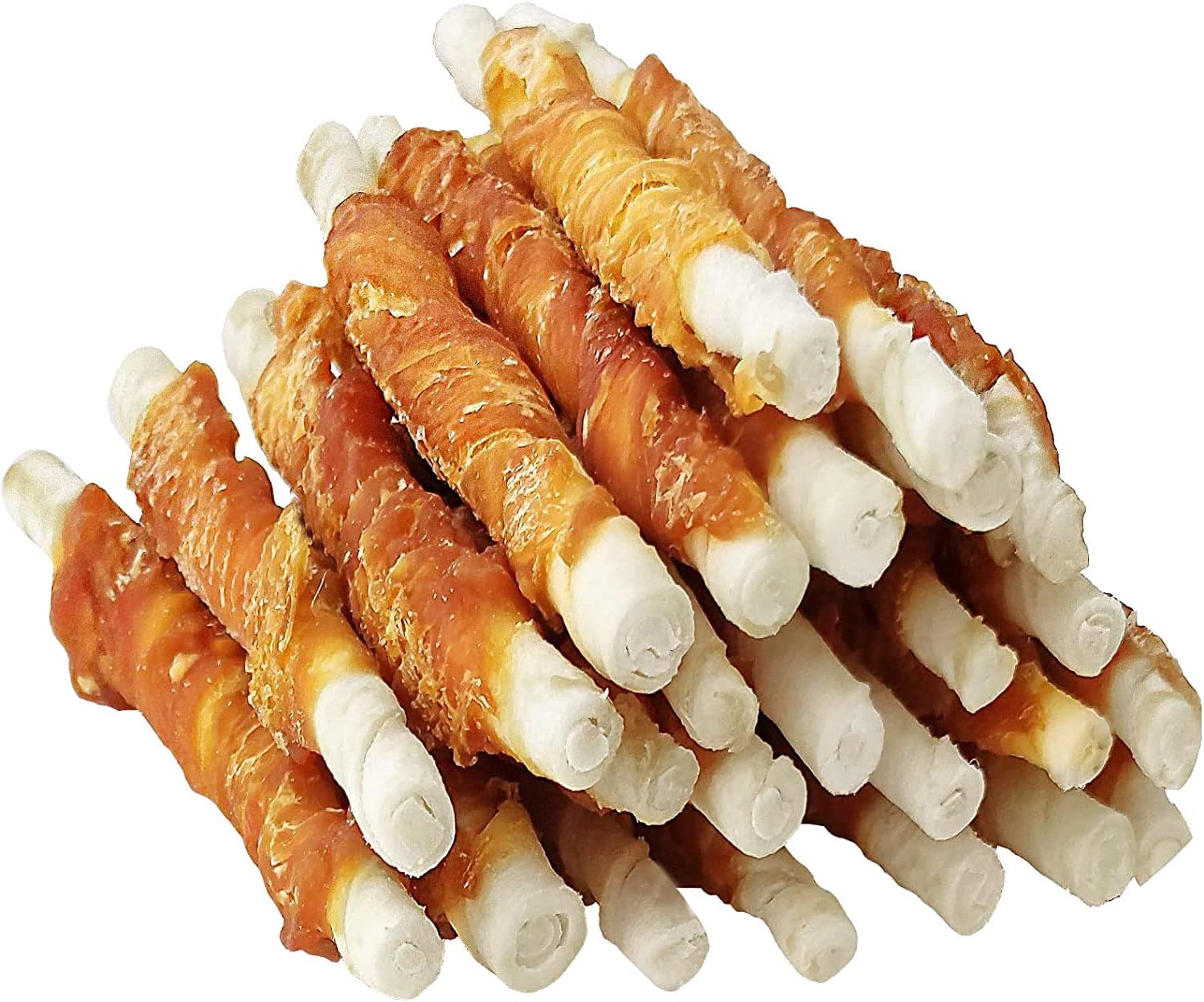 Mon2Sun Dog Treats, 5 Inch Rawhide Twist Chicken Hide Sticks, Suitable For Puppy And Small Dogs, 5 Inch,Chicken